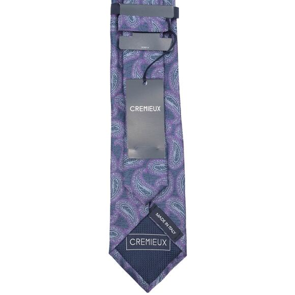 Daniel Cremieux Purple Paisley 100% Silk Neck Tie Made In Italy - Picture 3 of 8